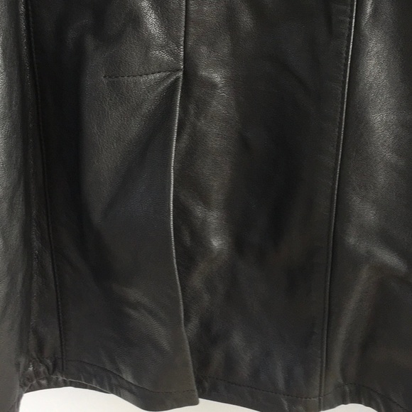 RARE Levi Strauss SAMPLE Black leather trench coat jacket NWOT - Picture 6 of 9